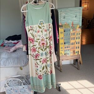 Spartina 449 Mint and Cream Floral Maxi Dress